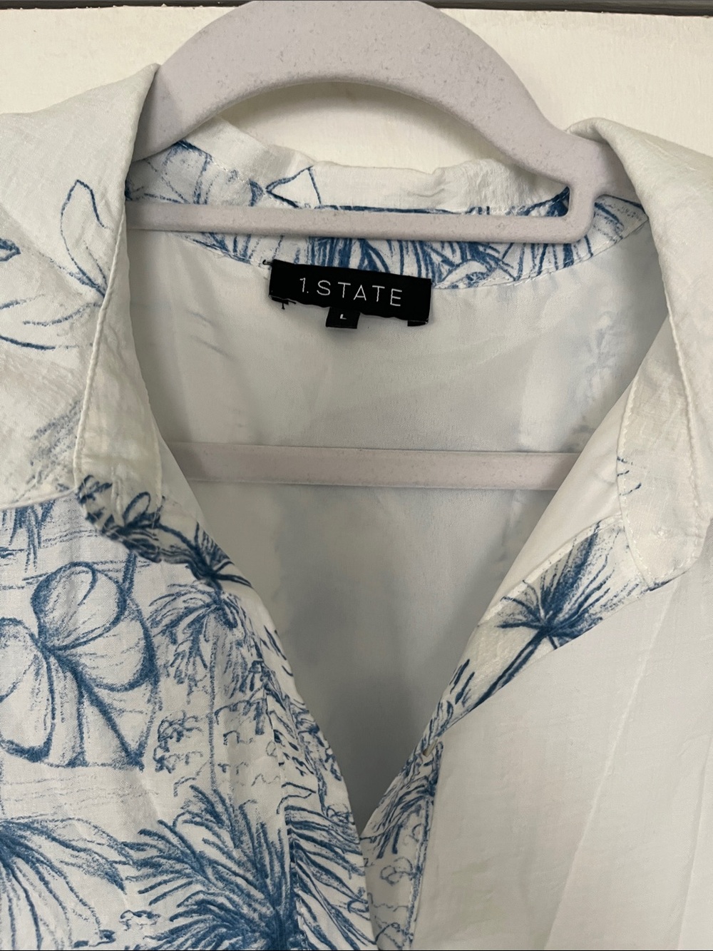 1.STATE White Maxi Dress with Blue Botanical Print - Picture 2 of 5